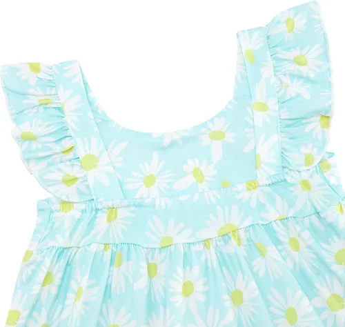 Vista 6 de Vieille Vestido de verano para niñas pequeñas, con volantes, sin mangas, casual, vestido de playa, escalonado, vestido de princesa para 2-8 años