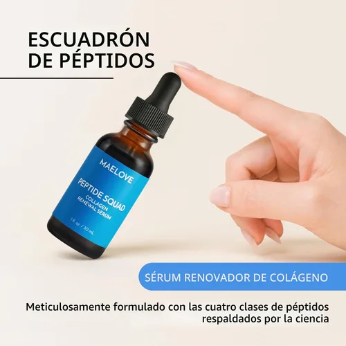 Vista 2 de MAELOVE Peptide Squad Suero Renovador de Colágeno con Péptidos de Cobre, Argireline, Matrixyl 3000 + Ácido Hialurónico y Niacinamida para Arrugas