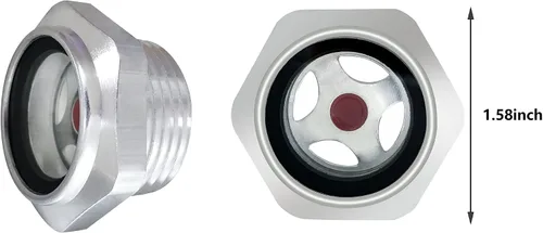 Vista 2 de Vista de compresor de aire, 1 pulgada, NPT macho aleación de aluminio hexagonal, aceite para ventana, medidor de nivel de líquido para compresor