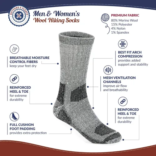 Vista 2 de Calcetines de lana para hombre y mujer, calcetines térmicos y acogedores para botas de invierno