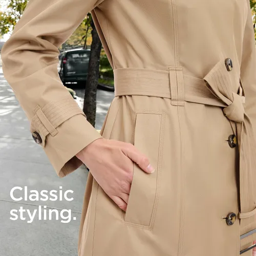 Vista 4 de LONDON FOG womens Single Breasted Long Trench Coat With Epaulettes and Belt