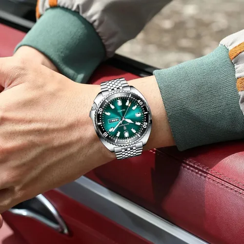 Vista 4 de Hombres de negocios reloj fecha semana impermeable luminoso hombre de lujo reloj de pulsera deportes acero inoxidable hombres moda cuarzo relojes