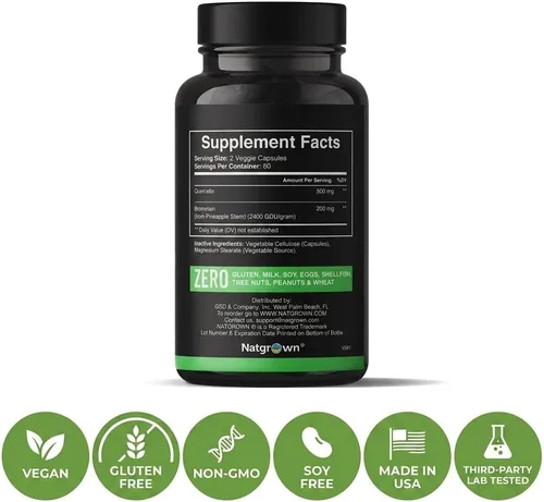 Vista 8 de Natgrown Complejo Suplemento Quercetina con Bromelina - 120 Cápsulas