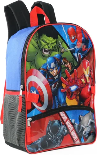 Vista 2 de Marvel Mochila Avengers con bolsa de almuerzo desmontable aislada (talla única, héroes)