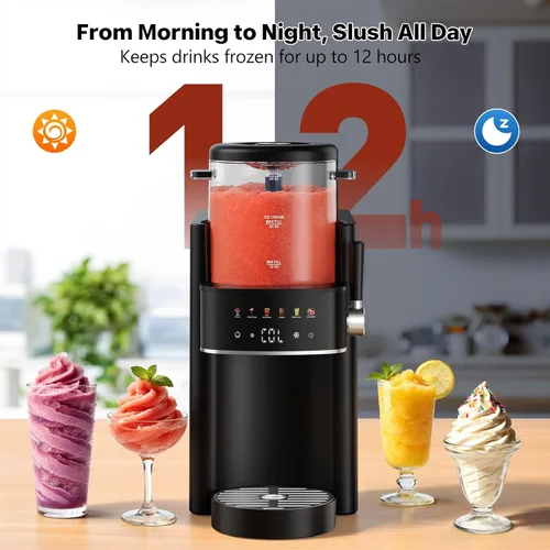 Vista 6 de Máquina para granizar, máquina de helados, máquina de granizado para el hogar y las familias, no necesita hielo con enfriamiento rápido y control