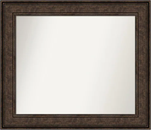Vista 186 de Amanti Art Espejo de pared personalizado no biselado (25 x 25 pulgadas), marco de bronce acentuado, varios tamaños personalizados, espejo de baño