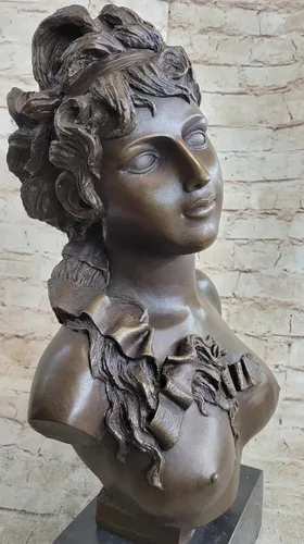 Vista 6 de EUROPEAN BRONZE Estatua de busto de bronce desnudo femenino victoriano europeo americano escultura mujer niña obra de arte brillante regalo