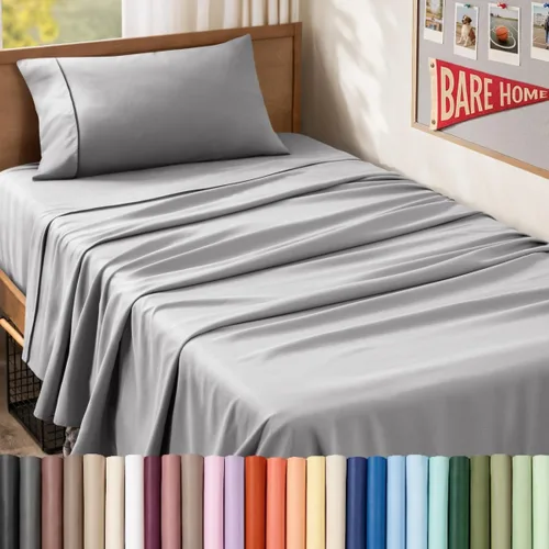 Vista 79 de Bare Home Juego de Sábanas Twin - Sábanas de Cama de Microfibra Ultra-Suave 1800 - Doble Cepillado - Bolsillos Profundos - Ajuste Fácil - Extra