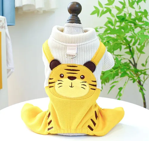 Vista 5 de Enterizo suave con capucha para perro, abrigos para invierno, sudadera de forro polar cálido con botones, ropa Yorkie para clima frío, pijama de 4