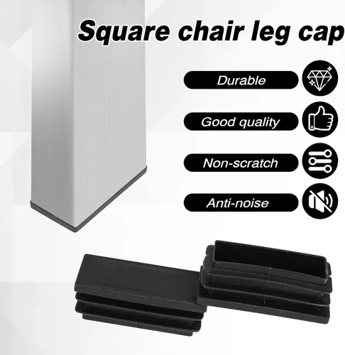 Vista 4 de Paquete de 20 tapas de plástico negras de 1 x 2 pulgadas para patas de silla de tubo rectangular