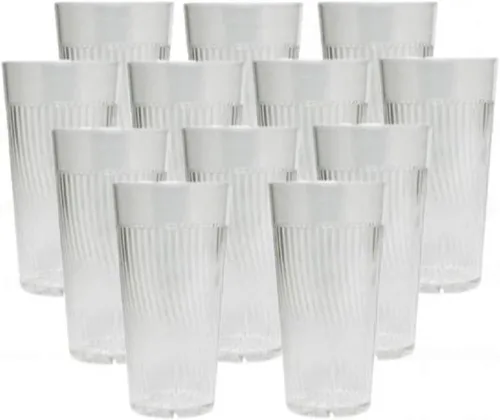Vista 26 de TrueCraftware - Juego de 12 vasos Belice de policarbonato azul de 8 onzas. Vasos de té helado de alta calidad, apilables, reutilizables, aptos