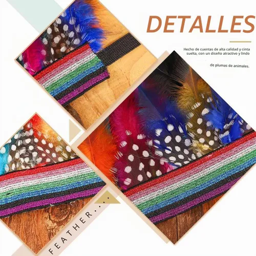 Vista 5 de Diadema de plumas, tocado indio, tocado de corona, tocado de carnaval, accesorios para el cabello para mujer