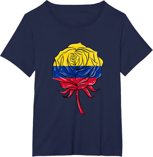 Vista 9 de Camiseta colombiana para mujer con diseño de rosa, Negro