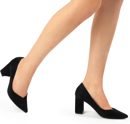Vista 5 de DREAM PAIRS Zapatos de tacón alto y grueso con punta cerrada para mujer, puntera puntiaguda, para boda, fiesta, elegante, sin cordones