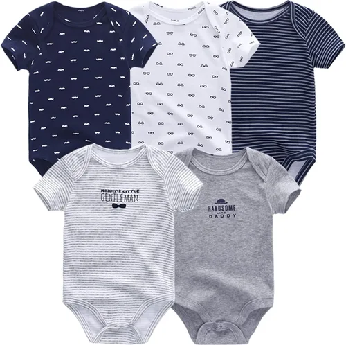 Vista 3 de ZAV Ropa unisex para bebés, paquete de 5 mamelucos de manga corta y 3 mamelucos con pies para bebé