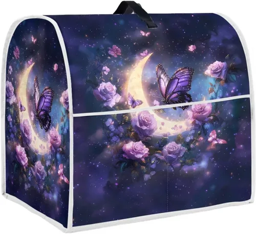 Vista 41 de Cubierta para mezclador de cocina con diseño de flores de pájaros, cubierta para procesador de alimentos con asa superior y bolsillo