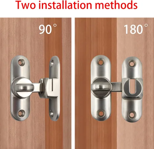 Vista 4 de Cerradura de puerta de granero de 90/180 grados, pestillo de puerta corredera abatible de 3.15 pulgadas, cerradura de puerta deslizante de seguridad