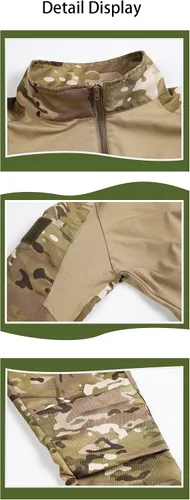 Vista 6 de CHERISH Disfraz de camuflaje para niños BDU de caza militar de camuflaje chaqueta y pantalones con sombrero en la cintura