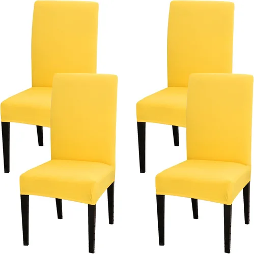 Vista 12 de Juego de 4 fundas para sillas de comedor, fundas elásticas de elastano para sillas de comedor, extraíbles y lavables, protectores desmontables