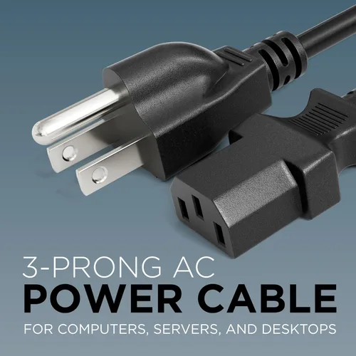 Vista 2 de Cable de alimentación de CA de 3 clavijas para computadora, médico, servidor y escritorio, cable de alimentación de 3 clavijas de 1 pie - Cable