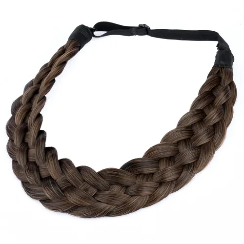 Vista 21 de Diadema clásica de cabello sintético trenzado de 5 hebras, trenzas gruesas y anchas, extensión de cabello con elástico para mujeres y niñas