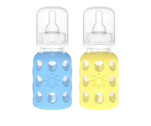 Vista 28 de Lifefactory Biberón de vidrio sin BPA Funda protectora de silicona Paquete de 2 de 4 onzas melón, plátano