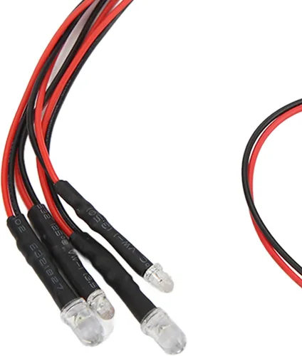 Vista 9 de Luces LED del coche de RC, simulación 5-9V 2 blanco 2 rojo RC camión luces LED atractivas para Axial Scx24