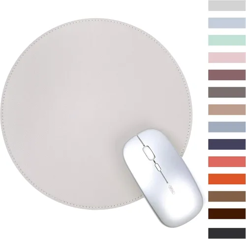 Vista 9 de Alfombrilla redonda para mouse, antideslizante, con borde cosido de alta calidad, impermeable, de piel de PVC gruesa, para oficina, trabajo, hogar