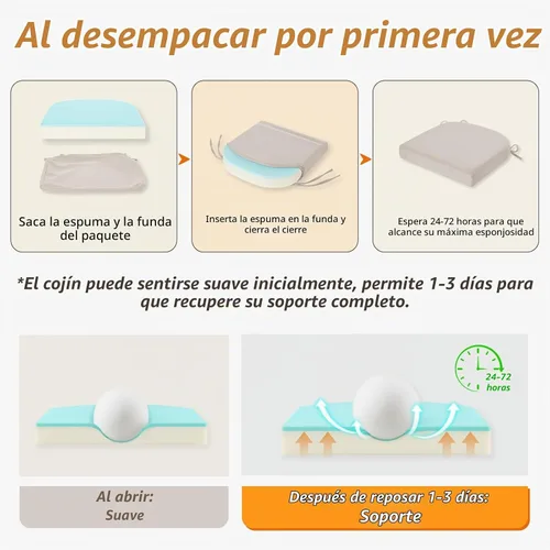 Vista 5 de downluxe Cojines para sillas de comedor, almohadillas de lino de espuma viscoelástica para sillas de cocina con lazos, cubierta impermeable Beige