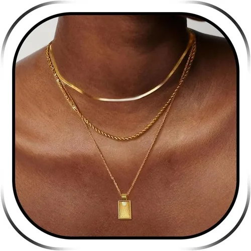 Vista 8 de YANCHUN Gargantilla en capas para mujer, collar apilado a la moda para mujer, gargantilla de círculo de estrella, corazón y estrella, regalos de 1