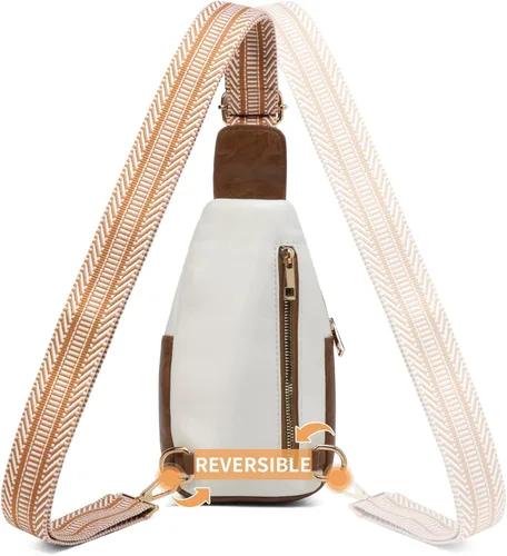 Vista 5 de QOECI Bolso bandolera pequeño para mujer, bolso cruzado de piel sintética para mujer, cangureras cruzadas, bolsa de pecho, monederos y bolsa