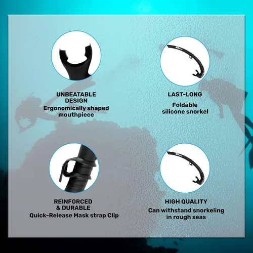 Vista 4 de H2Odyssey Pro Stash - Snorkel plegable con válvula de purga - Material de silicona sin equipo de buceo