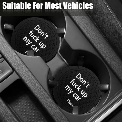 Vista 7 de 4 unidades de portavasos para automóvil, por favor no estropees mi auto, portavasos universal antideslizante decorativo divertido, accesorios