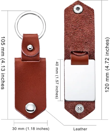 Vista 2 de MeMeDIY Llavero de cuero personalizado, regalos para hombres, novio, papá, esposo, foto personalizada, foto, fecha, nombre, texto, día del padre