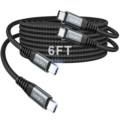 Vista 65 de Dasku iPhone 17 USB C a USB C de carga rápida, 60 W (3.1 A), paquete de 2 cables cargador de carga de 3 pies tipo C para iPhone 17/16/15/15 Plus/15