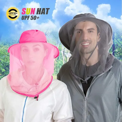 Vista 5 de Peicees Sombrero de red para hombres y mujeres, sombrero de pesca de aventura, sombrero de safari para caza, camping, senderismo