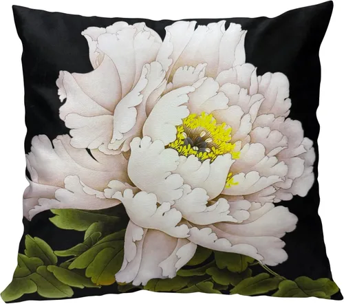 Vista 26 de Funda de cojín floral ligera de lujo, 18 x 18 pulgadas, pintura al óleo retro victoriana de doble cara, fondo negro, flor vibrante, funda de cojín