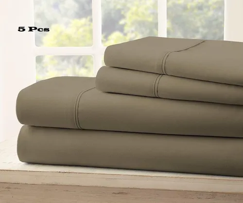 Vista 26 de Juego de sábanas Split King con 2 sábanas bajeras individuales XL, ropa de cama de 5 piezas, sin arrugas, resistente a la decoloración, microfibra