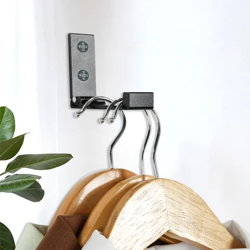 Vista 6 de Aynoo Gancho plegable para abrigos, 2 ganchos de pared plegables, ganchos de metal resistente para toallas, paquete de 2