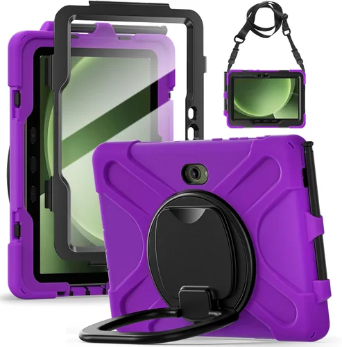 Vista 90 de 360 Rotation Case for Galaxy Tab ActivePro/Tab Active4 Pro/Active 5 Pro 10.1" Sturdy Cover Rotate Ring Stand Shoulder Carrying Strap Hand Strap