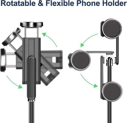 Vista 4 de Trípode selfie stick con control remoto de aleación de aluminio para teléfono, control remoto Bluetooth y soporte de rotación de 270° compatible