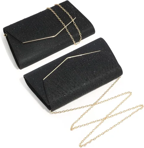 Vista 3 de DETARA Bolsos de noche para mujer, con lentejuelas con purpurina, monederos de mano para mujer, de cristal brillante, falp, formal, boda, fiesta