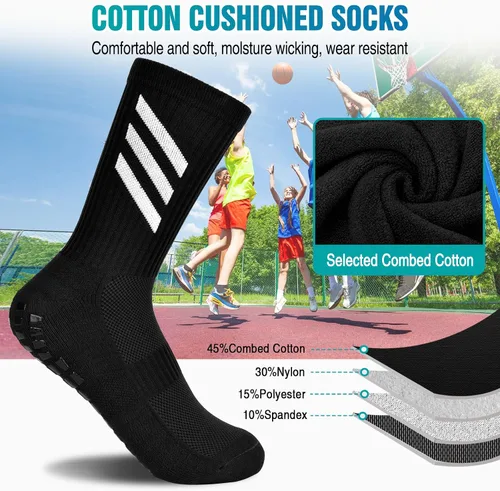 Vista 4 de Calcetines de fútbol antideslizantes para niños, suaves, transpirables, antideslizantes, calcetines deportivos de fútbol para niños y niñas