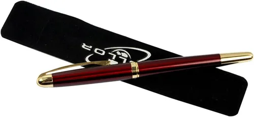 Vista 5 de Gullor Pluma estilográfica ejecutiva Jinhao 606 con clip dorado punta fina - rojo