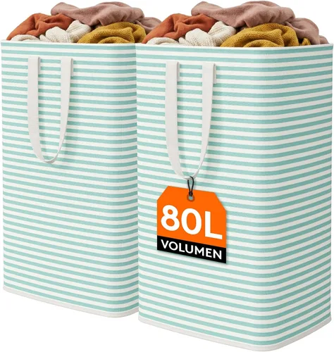 Vista 34 de Lifewit 75L x 2 Pack Collapsible Laundry Hamper Large,Tall Foldable Dirty Clothes Baskets Waterproof, Freestanding Double Bags with Easy Carry