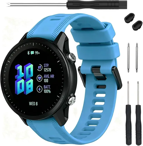 Vista 7 de Correa para reloj Garmin Forerunner 955 – Correa de repuesto de silicona suave para reloj inteligente 955 compatible con mujeres y hombres