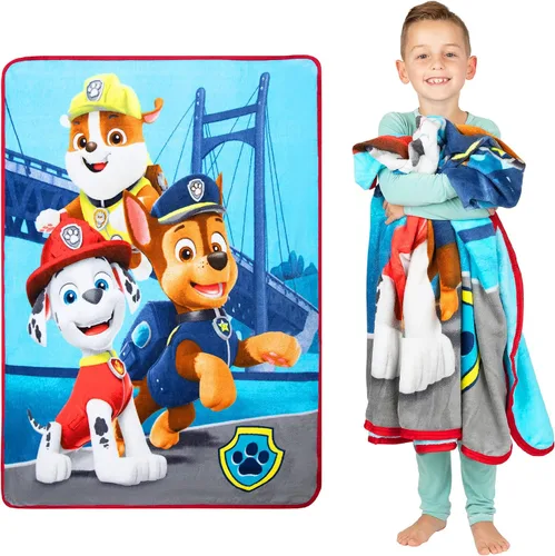 Vista 2 de Franco Ropa de cama para niños, manta súper suave de micro raschel, 46 x 60 pulgadas, Paw Patrol y funda de almohada reversible de microfibra súper