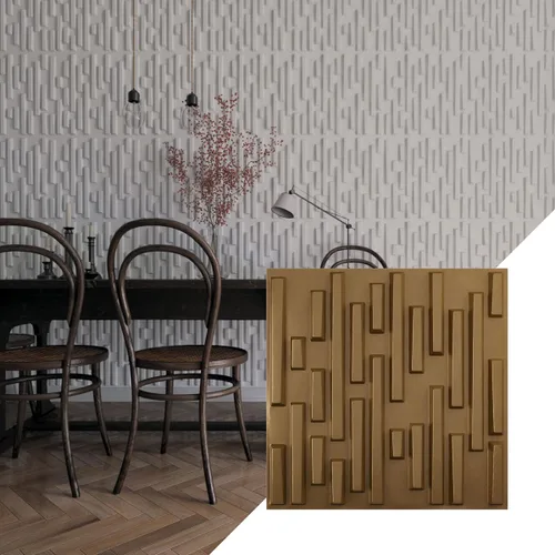 Vista 21 de Ekena Millwork 19 5/8 pulgadas de ancho x 19 5/8 pulgadas de alto, ladrillo escalonado EnduraWall decorativo 3D, cobre envejecido