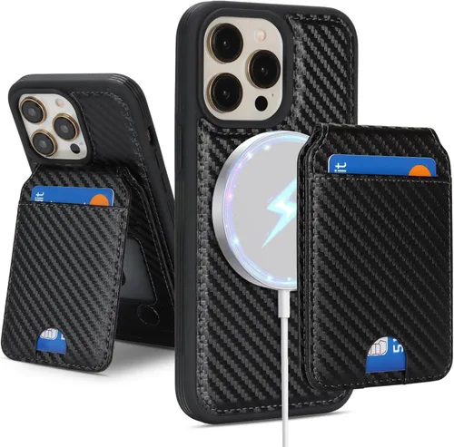 Vista 13 de Havaya Funda MagSafe compatible con iPhone 13 Pro Max con tarjetero - Funda magnética desmontable 2 en 1 - Ranuras para tarjetas de crédito de carga