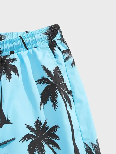 Vista 3 de SOLY HUX Conjunto de 2 piezas para hombre con estampado gráfico de letras, camiseta de manga corta y pantalones cortos con cordón en la cintura